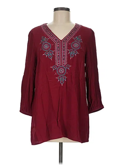Pre-owned Soft Surroundings 3/4 Sleeve Blouse In Burgundy