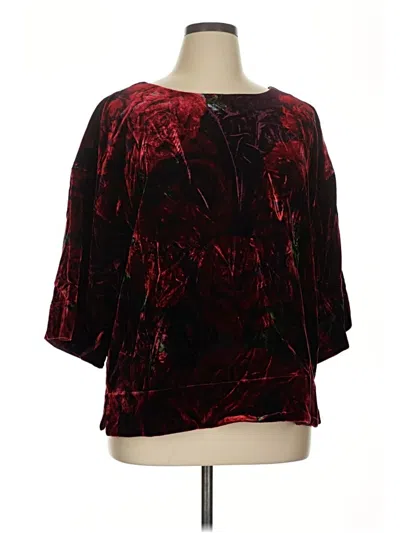 Pre-owned Soft Surroundings 3/4 Sleeve Blouse In Burgundy