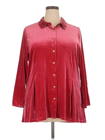 Pre-owned Soft Surroundings 3/4 Sleeve Blouse In Burgundy