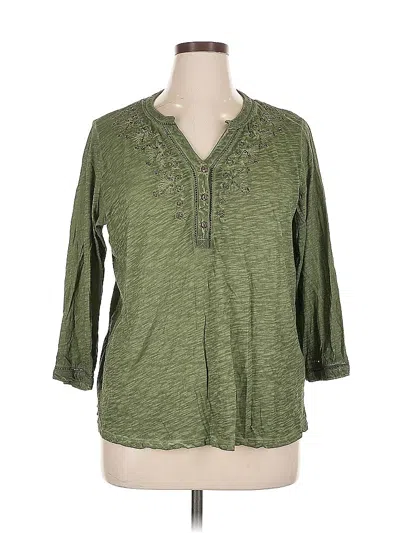 Pre-owned Soft Surroundings 3/4 Sleeve Blouse In Green
