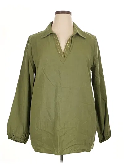 Pre-owned Soft Surroundings 3/4 Sleeve Blouse In Green