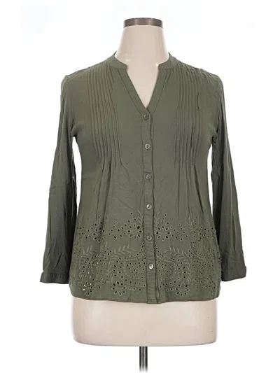 Pre-owned Soft Surroundings 3/4 Sleeve Blouse In Green
