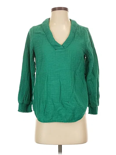 Pre-owned Soft Surroundings 3/4 Sleeve Blouse In Green
