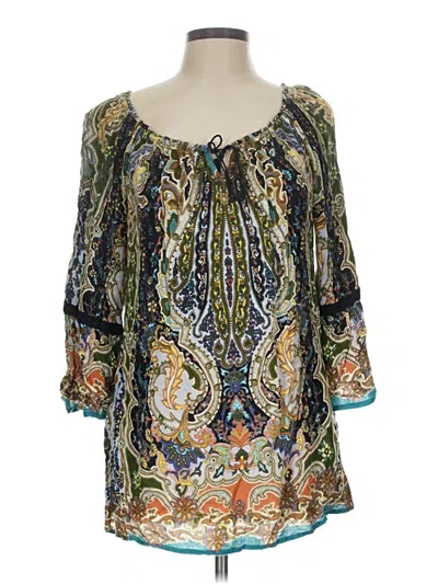 Pre-owned Soft Surroundings 3/4 Sleeve Blouse In Green