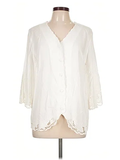 Pre-owned Soft Surroundings 3/4 Sleeve Blouse In Ivory