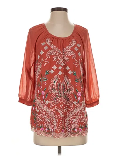 Pre-owned Soft Surroundings 3/4 Sleeve Blouse In Orange