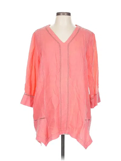 Pre-owned Soft Surroundings 3/4 Sleeve Blouse In Pink