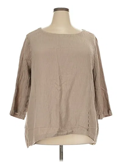 Pre-owned Soft Surroundings 3/4 Sleeve Blouse In Tan