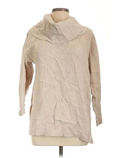 Pre-owned Soft Surroundings 3/4 Sleeve Blouse In Tan