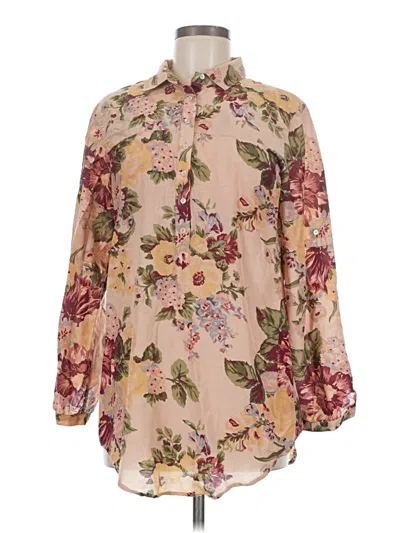 Pre-owned Soft Surroundings 3/4 Sleeve Blouse In Tan