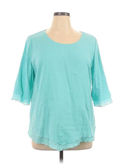 Pre-owned Soft Surroundings 3/4 Sleeve Blouse In Teal