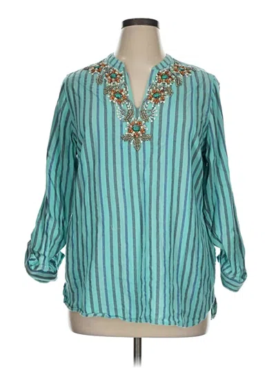 Pre-owned Soft Surroundings 3/4 Sleeve Blouse In Teal