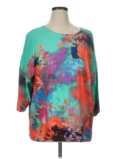 Pre-owned Soft Surroundings 3/4 Sleeve Blouse In Teal