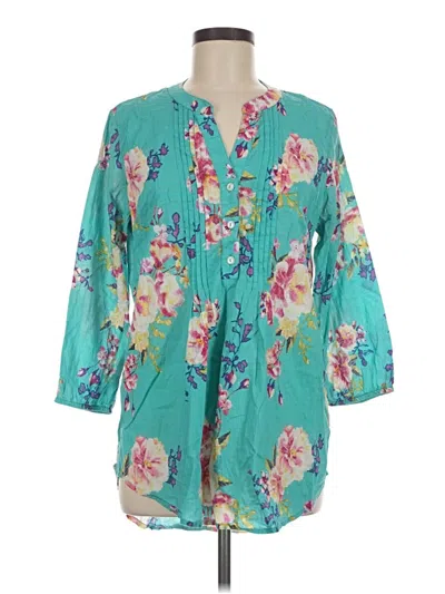 Pre-owned Soft Surroundings 3/4 Sleeve Blouse In Teal