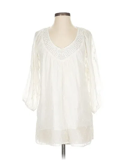 Pre-owned Soft Surroundings 3/4 Sleeve Blouse In White
