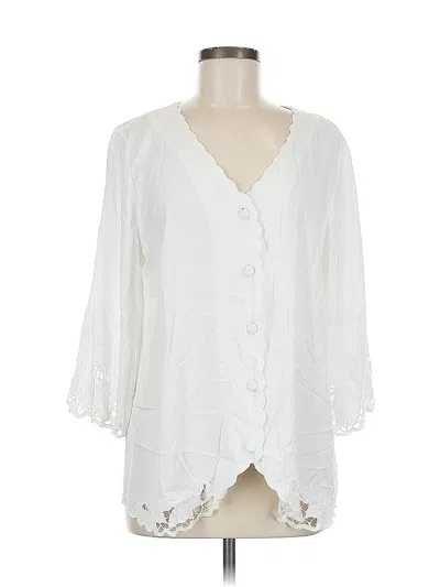 Pre-owned Soft Surroundings 3/4 Sleeve Blouse In White