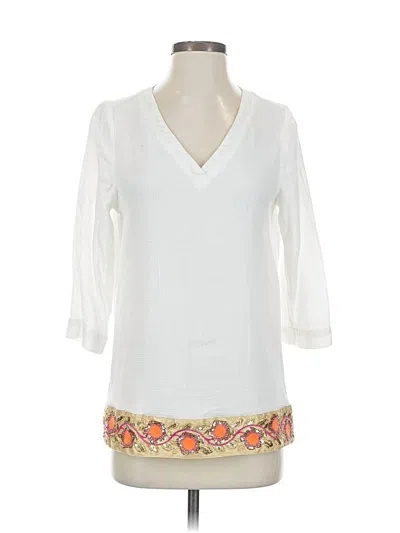 Pre-owned Soft Surroundings 3/4 Sleeve Blouse In White
