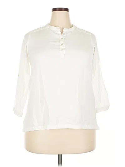 Pre-owned Soft Surroundings 3/4 Sleeve Blouse In White
