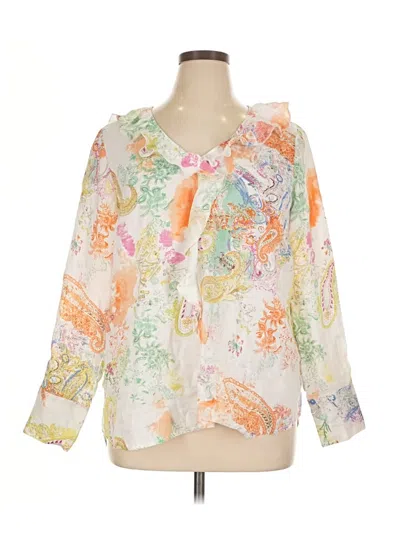 Pre-owned Soft Surroundings 3/4 Sleeve Blouse In White