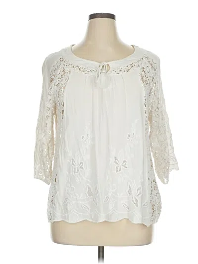 Pre-owned Soft Surroundings 3/4 Sleeve Blouse In White