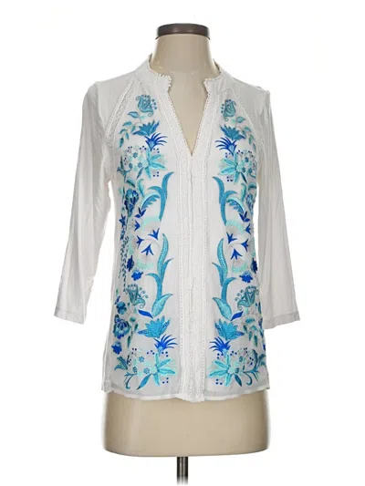 Pre-owned Soft Surroundings 3/4 Sleeve Blouse In White
