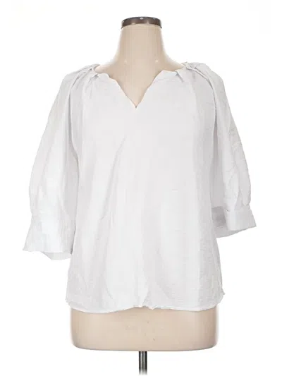 Pre-owned Soft Surroundings 3/4 Sleeve Blouse In White