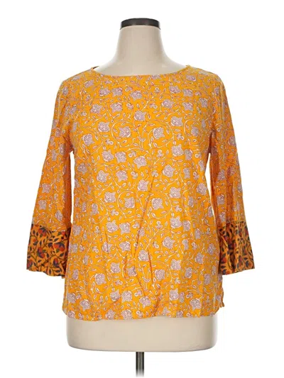 Pre-owned Soft Surroundings 3/4 Sleeve Blouse In Yellow