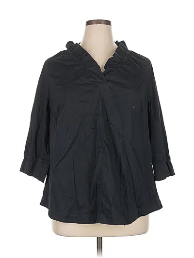 Pre-owned Soft Surroundings 3/4 Sleeve Button Down Shirt In Black