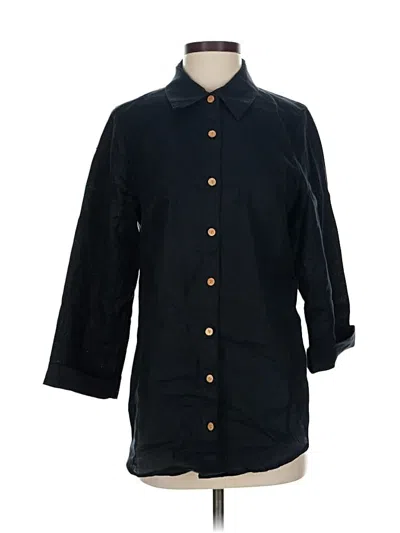 Pre-owned Soft Surroundings 3/4 Sleeve Button Down Shirt In Black