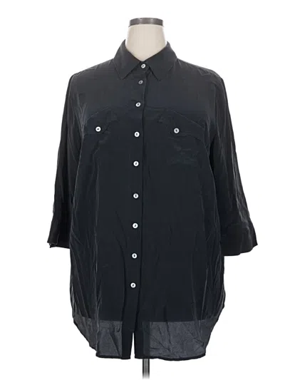 Pre-owned Soft Surroundings 3/4 Sleeve Button Down Shirt In Black
