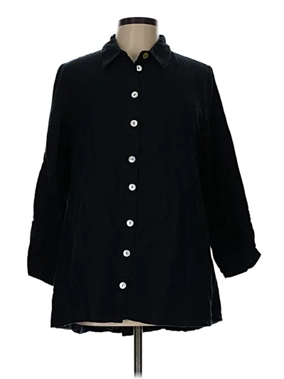 Pre-owned Soft Surroundings 3/4 Sleeve Button Down Shirt In Black