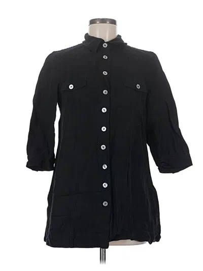 Pre-owned Soft Surroundings 3/4 Sleeve Button Down Shirt In Black
