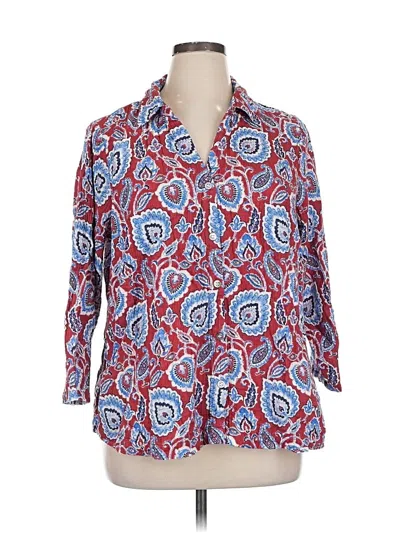 Pre-owned Soft Surroundings 3/4 Sleeve Button Down Shirt In Blue