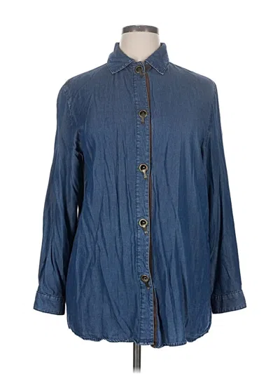 Pre-owned Soft Surroundings 3/4 Sleeve Button Down Shirt In Blue