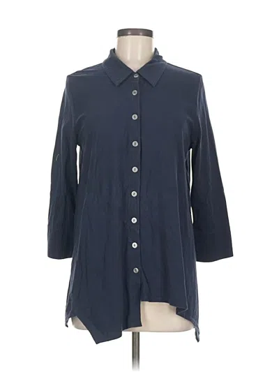 Pre-owned Soft Surroundings 3/4 Sleeve Button Down Shirt In Blue