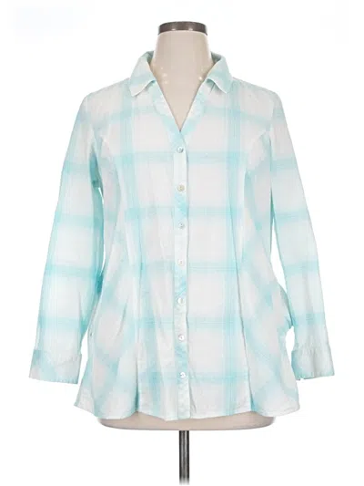 Pre-owned Soft Surroundings 3/4 Sleeve Button Down Shirt In Blue