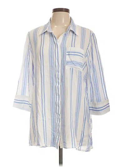 Pre-owned Soft Surroundings 3/4 Sleeve Button Down Shirt In Blue
