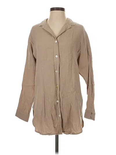 Pre-owned Soft Surroundings 3/4 Sleeve Button Down Shirt In Brown