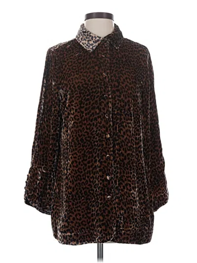 Pre-owned Soft Surroundings 3/4 Sleeve Button Down Shirt In Brown
