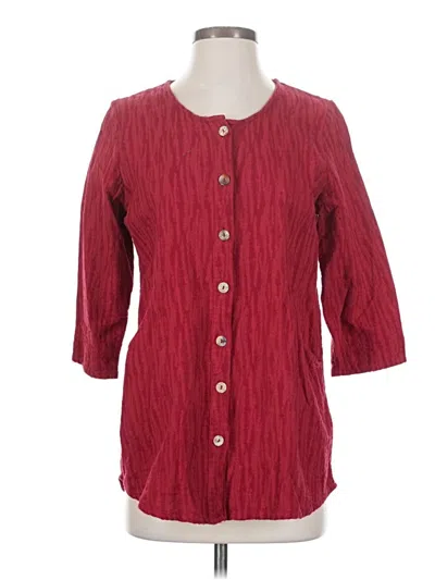 Pre-owned Soft Surroundings 3/4 Sleeve Button Down Shirt In Burgundy