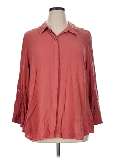Pre-owned Soft Surroundings 3/4 Sleeve Button Down Shirt In Burgundy