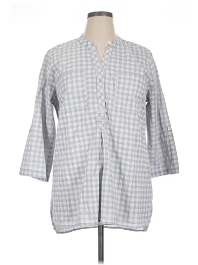 Pre-owned Soft Surroundings 3/4 Sleeve Button Down Shirt In Gray