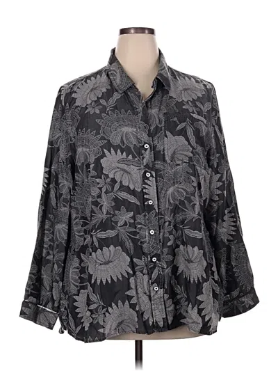 Pre-owned Soft Surroundings 3/4 Sleeve Button Down Shirt In Gray