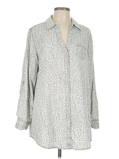 Pre-owned Soft Surroundings 3/4 Sleeve Button Down Shirt In Gray
