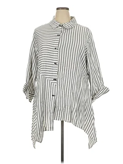 Pre-owned Soft Surroundings 3/4 Sleeve Button Down Shirt In Gray