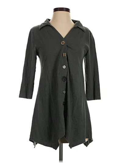 Pre-owned Soft Surroundings 3/4 Sleeve Button Down Shirt In Gray