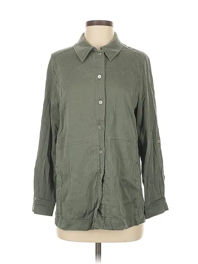 Pre-owned Soft Surroundings 3/4 Sleeve Button Down Shirt In Green