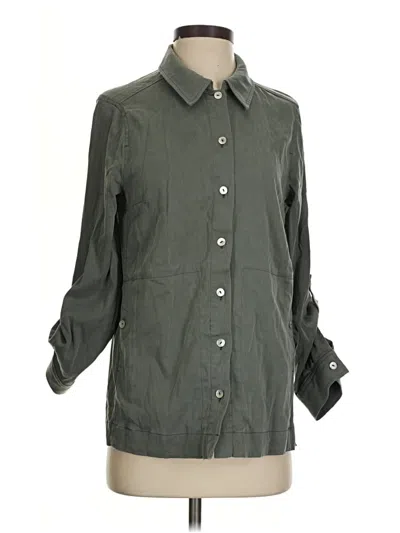 Pre-owned Soft Surroundings 3/4 Sleeve Button Down Shirt In Green