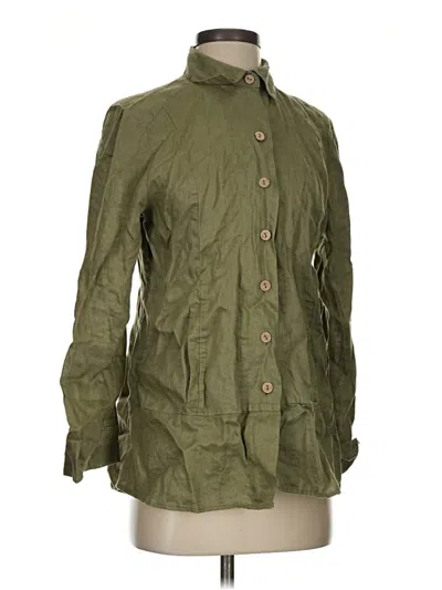 Pre-owned Soft Surroundings 3/4 Sleeve Button Down Shirt In Green
