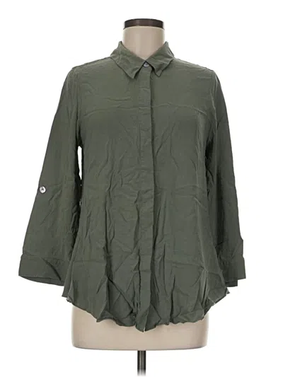 Pre-owned Soft Surroundings 3/4 Sleeve Button Down Shirt In Green